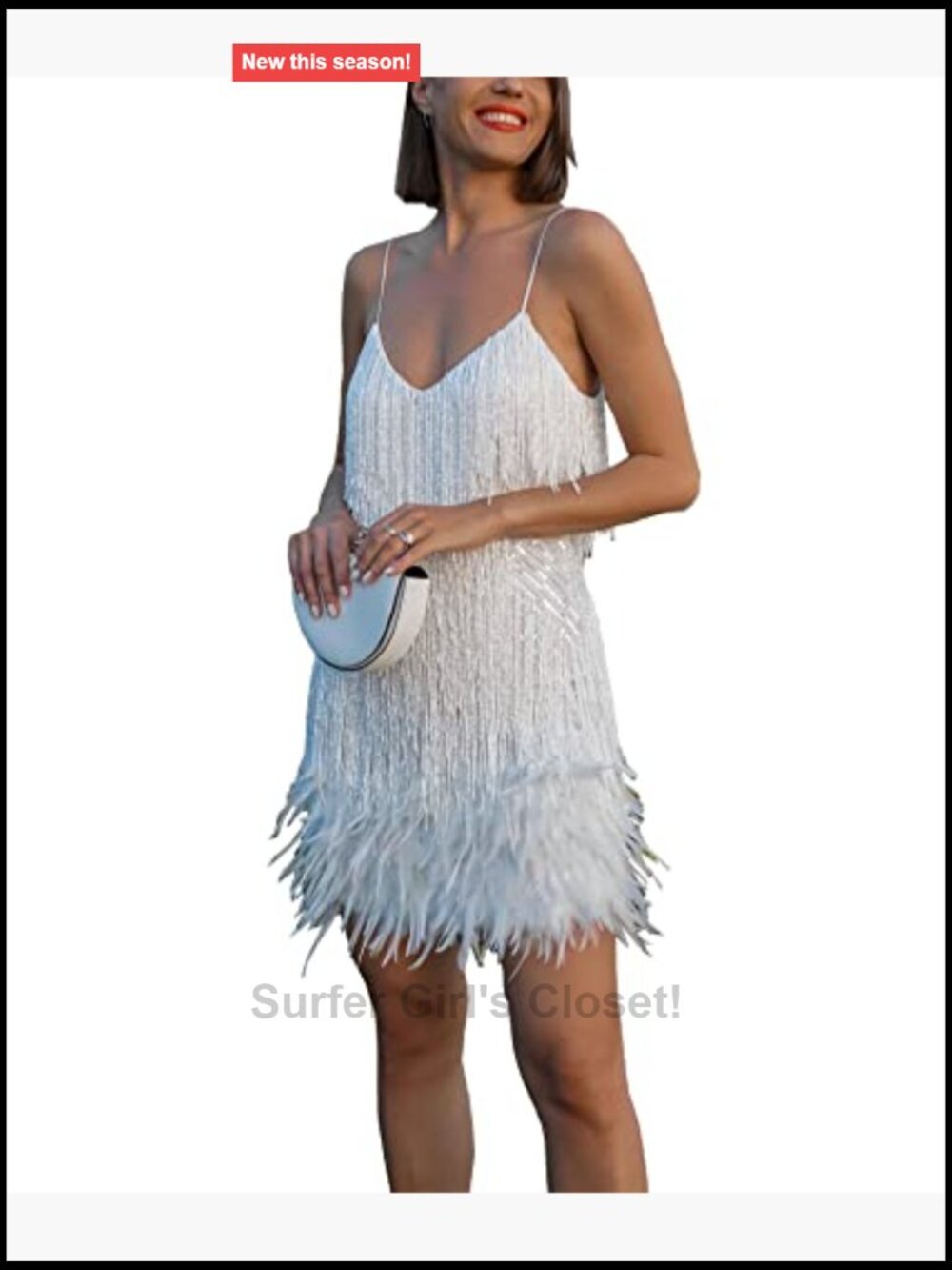 Flapper Dress 20s Gatsby Fringe Mini V-Neck Sleeveless Sequin Party - Picture 2 of 5